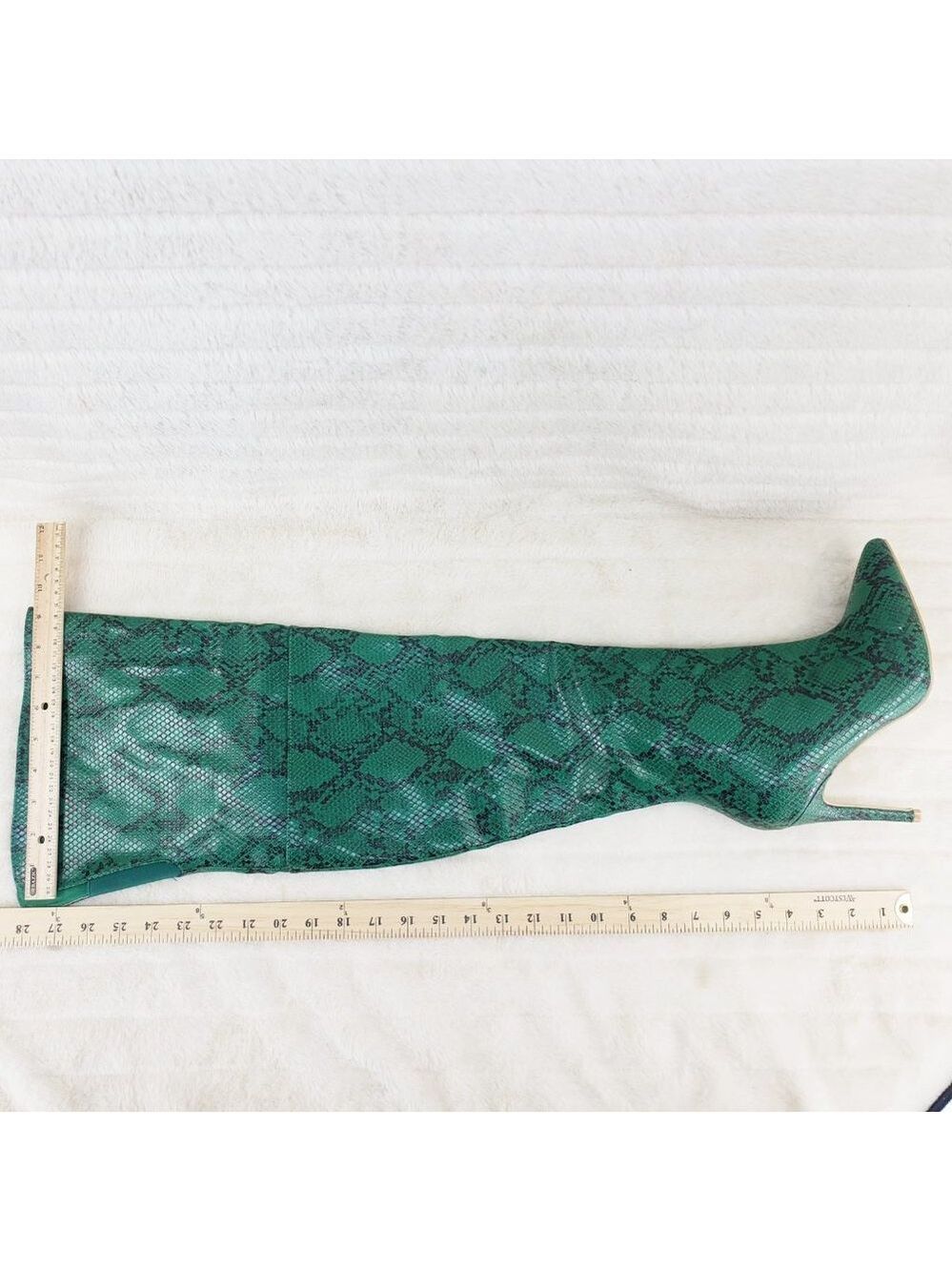 Jade Snake Wide Top Sexy Thigh High Heel Boots - Picture 11 of 11